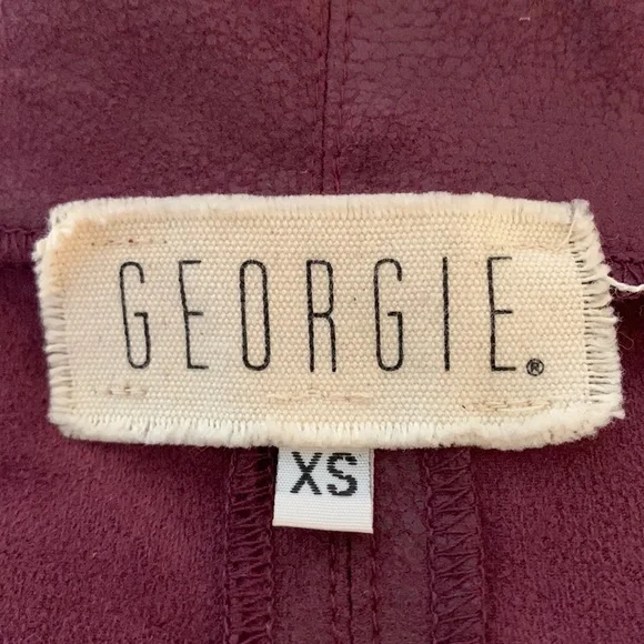 Georgie Faux Leather Cropped Moto Jacket Burgundy Size XS - Picture 5 of 6